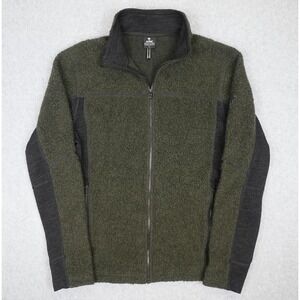 Kuhl Sweater Mens Large Green Wool Blend Full Zip Hiking Outdoor Camping Travel